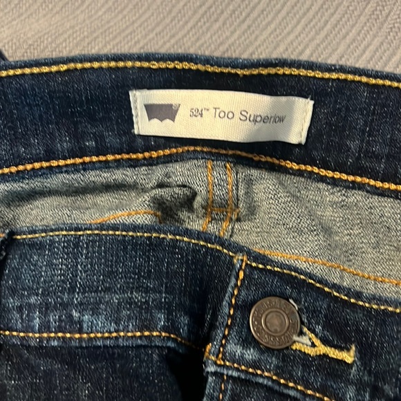 Levi’s superlow 524 dark rinse/wash jeans size 17 bootcut baggy relaxed casual - Picture 2 of 14